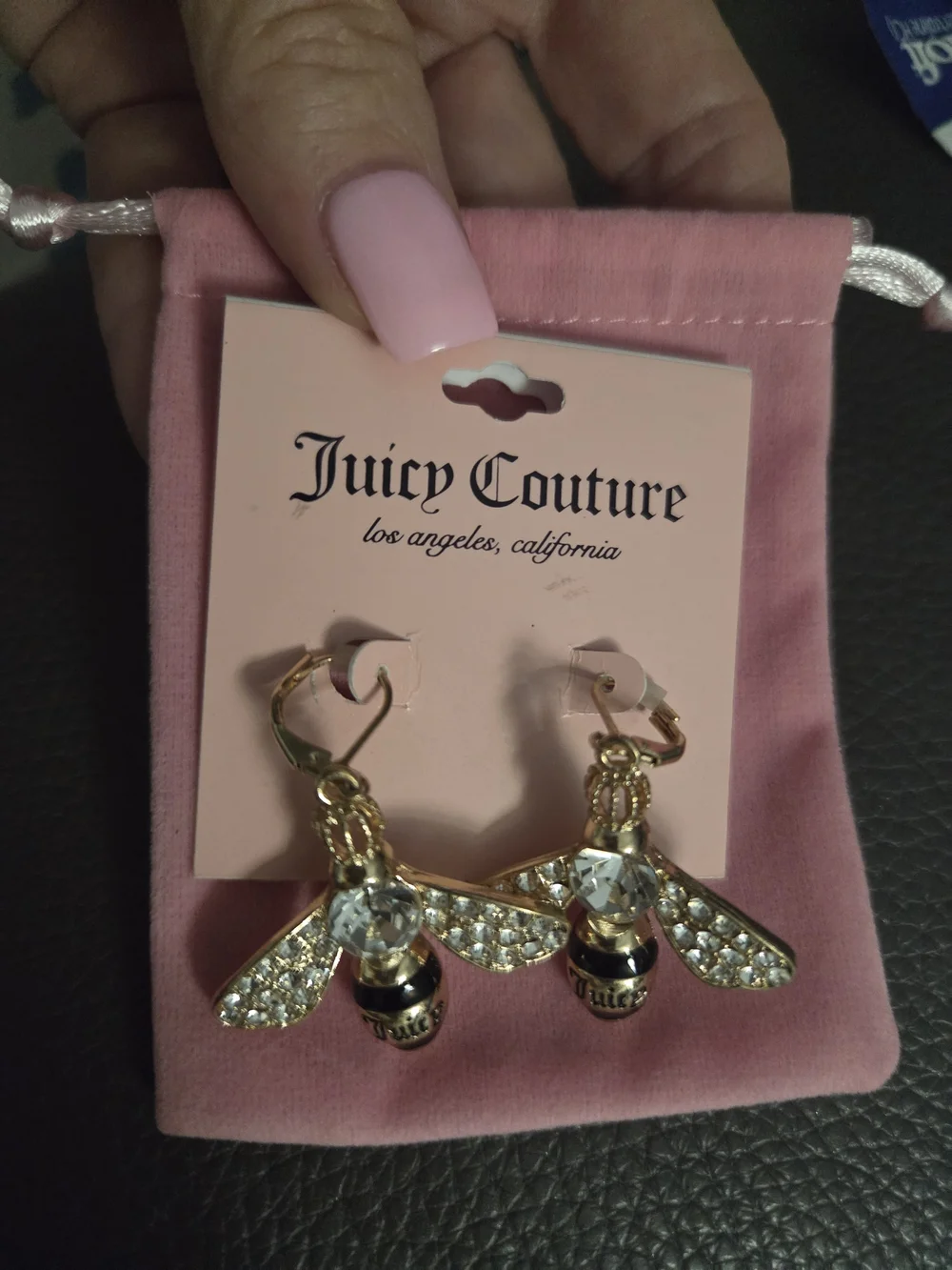 Juicy Couture Gold Bee Crystal Drop Earrings - Picture 1 of 2